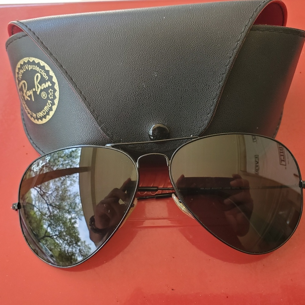 Ray ban 3025 polarized aviator large metal blk